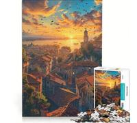 Puzzle da 1000 pezzi "Tramonto in viaggio in Europa", gioco pratico, attività divertenti da fare a casa, adatto come decorazione da scrivania 38x26cm
