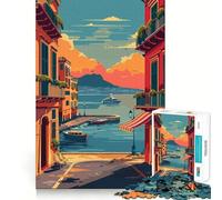 Puzzle da 1000 pezzi "Tramonto nel porto di Napoli" per adulti, gioco di logica fine, divertente e rilassante, con bordi precisi, regalo memorabile (50x75cm)