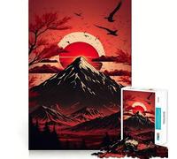 Puzzle da 1000 pezzi "Tramonto rosso sul Monte Fuji" per adulti, ideale per stimolare la memoria, per un divertimento rilassante, con taglio di alta qualità e un regalo memorabile (38x52cm)