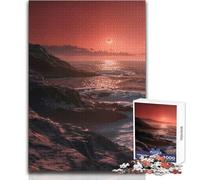 Puzzle da 1000 pezzi Tramonto rosso sull'oceano Un modo rilassante per riempire il tempo libero Giocattolo da gioco con taglio preciso e costante Dimensioni 38x26cm