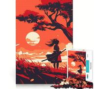 Puzzle da 1000 pezzi "Tramonto Samurai" per adulti, gioco di logica intelligente, divertimento casual, bordi lisci, decorazione da parete (38x52cm)