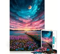 Puzzle da 1000 pezzi "Tramonto su un campo di fiori" per adolescenti, gioco di logica e abilità, antistress, tagli precisi, regalo perfetto 50x75cm