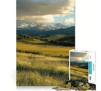 Puzzle da 1000 pezzi "Tramonto su un prato di montagna" per adolescenti, un rompicapo rilassante e artistico, un regalo di alta qualità (38x26cm)