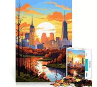 Puzzle da 1000 pezzi "Tramonto su una città" per adolescenti, gioco di logica e abilità, antistress, taglio preciso, regalo perfetto 50x75cm