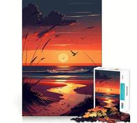 Puzzle da 1000 pezzi "Tramonto su una spiaggia" per adolescenti, gioco di logica e abilità, antistress, taglio preciso, regalo perfetto 38x26cm