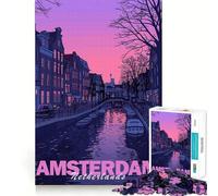 Puzzle da 1000 pezzi "Tramonto sui canali di Amsterdam",gioco di logica e allenamento mentale,incastro perfetto,senza spazi vuoti,sfida interattiva per la casa (38x26cm)