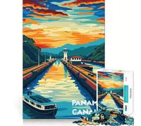 Puzzle da 1000 pezzi "Tramonto sul Canale di Panama" per adolescenti, gioco di logica, passatempo rilassante, taglio perfetto, regalo classico 38x26cm