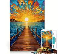 Puzzle da 1000 pezzi "Tramonto sul molo al mare" per adolescenti, gioco di logica, leggero e rilassante, taglio liscio, decorazione da parete (38x26cm)