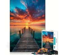 Puzzle da 1000 pezzi "Tramonto sul molo al mare" per adulti, un rompicapo rilassante e di facile comprensione (38x52cm)
