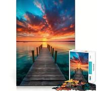 Puzzle da 1000 pezzi "Tramonto sul molo al mare" per ragazzi ideale per migliorare la memoria facile da realizzare e per il tempo libero con taglio preciso perfetto per decorare la parete (50x75cm)