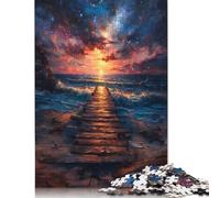 Puzzle da 1000 pezzi "Tramonto sul molo costiero" per adulti, difficoltà elevata, rafforza i rapporti tra i membri della famiglia, 1000 pezzi (38x26 cm)