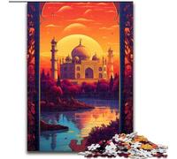 Puzzle da 1000 pezzi "Tramonto sulla città con alberi" in cartone, gioco rompicapo, gioco interattivo per famiglie, adatto a tutte le età(26x38cm)