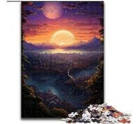 Puzzle da 1000 pezzi "Tramonto sulla città con alberi" in legno, divertente regalo e attività per la casa, 50x75cm, rompicapo stimolante, giocattolo rilassante per adolescenti