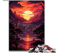 Puzzle da 1000 pezzi "Tramonto sulla città con alberi" Puzzle in cartone, regalo perfetto per genitori, amanti e amici Età minima 1000 pezzi(26x38cm)