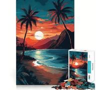 Puzzle da 1000 pezzi "Tramonto sulla spiaggia in stile retrò" per adolescenti, giocattolo stimolante per l'intelletto e il relax mentale, taglio di qualità, regalo per le vacanze (50x75cm)