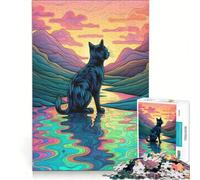 Puzzle da 1000 pezzi "Tramonto sull'acqua" giocattolo educativo gioco di velocità manuale con pezzi di forma casuale completamente ad incastro 38x52cm