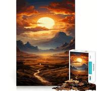 Puzzle da 1000 pezzi "Tramonto sulle montagne" per adolescenti, gioco intelligente e rilassante, con schema di montaggio e lista dei desideri di Babbo Natale 38x26cm