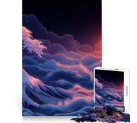 Puzzle da 1000 pezzi "Tramonto sull'oceano con un'onda" per adolescenti, gioco di logica chiaro, leggero e rilassante, taglio perfetto, regalo affettuoso (38x26cm)