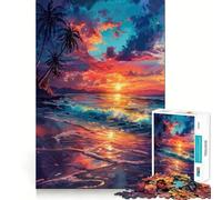 Puzzle da 1000 pezzi "Tramonto tropicale - Sinfonia", taglio perfetto, divertente gioco di logica, gioco gratuito, attività per compleanno (50x75cm)