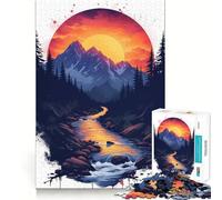 Puzzle da 1000 pezzi Tramonto Vintage in Montagna per adulti, stimolante per la mente, ideale per momenti di relax, con bordi precisi (38x52cm)