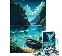 Puzzle da 1000 pezzi "Tranquilla baia sotto le stelle" - Aiuta ad allenare la mente - Decorazione per la casa - Gioco per famiglie - Per maggiori di 14 anni - 50x75cm