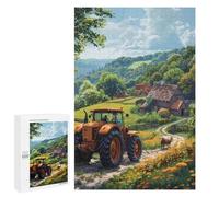 Puzzle da 1000 pezzi trattore agricolo per adulti Puzzle rotondo in legno Giochi per famiglie (75x50 cm)