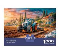 Puzzle da 1000 Pezzi Trattore Aratura Campo Decorativo per dai 14+ Anni, Puzzle Gioco Stile Paesaggio Fattoria Rurale per Coppie e Famiglie 70x50cm/1000pz