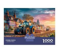 Puzzle da 1000 Pezzi Trattore Aratura Campo, Gioco Educativo Sfidante Paesaggio Tramonto Rurale per Coppie e Famiglie in Modalità Collettiva 38x26cm/1000pz