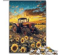 Puzzle da 1000 pezzi "Trattore in un campo di girasoli", puzzle in cartone per adulti, 26x38cm, ideale per la coppia, perfetto regalo di Natale, Capodanno e San Valentino
