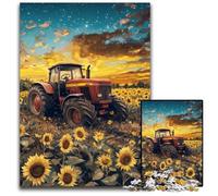 Puzzle da 1000 pezzi "Trattore in un campo di girasoli", puzzle in legno fai da te, decorazione, sfida per il cervello, per adulti, famiglia, regalo di Natale 50X75CM