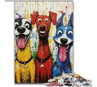 Puzzle da 1000 pezzi "Tre cani felici" per adulti e adolescenti, aiuta il cervello a esercitare i giocattoli che creano dipendenza e coltivano la pazienza, decorazione perfetta (50x75cm)