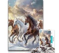 Puzzle da 1000 pezzi "Tre cavalli che corrono" per adulti e adolescenti, modelli da assemblare, attività divertenti da fare a casa, regalo di compleanno, regali da viaggio, 50x75cm