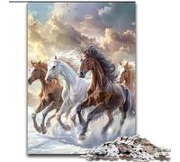 Puzzle da 1000 pezzi "Tre cavalli che corrono", puzzle impegnativo per adolescenti, perfetto come decorazione per la casa o come regalo (dimensioni 26x38cm)