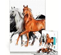 Puzzle da 1000 pezzi "Tre cavalli in corsa" per ragazzi, gioco di logica, semplice e divertente, taglio preciso, Babbo Natale, desiderio, scegli 38x26cm