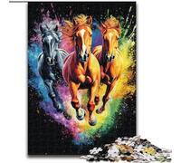 Puzzle da 1000 pezzi "Tre cavalli", interessante lista dei desideri per ridurre lo stress con Babbo Natale per bambini dai 14 anni (26x38cm)