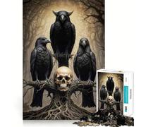 Puzzle da 1000 pezzi "Tre corvi" per adolescenti, ideale per esercitare la mente, creare legami e trascorrere del tempo di qualità, con taglio di precisione e pezzi da collezione 38x52cm