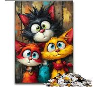 Puzzle da 1000 pezzi "Tre gatti" per adolescenti, regalo, aiuta il cervello a esercitare i giocattoli avvincenti per coltivare la pazienza, decorazione perfetta (50x75cm)