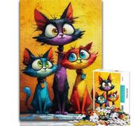 Puzzle da 1000 pezzi "Tre gatti" per adulti, aiuta il cervello a esercitare i giocattoli avvincenti per coltivare la pazienza Un'opera d'arte (38x26cm)