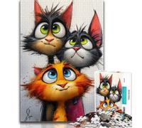 Puzzle da 1000 pezzi "Tre gatti" per adulti e ragazzi, per ammazzare il tempo durante le vacanze Ogni pezzo è unico Gioco stimolante e divertente per tutta la famiglia, 50x75cm