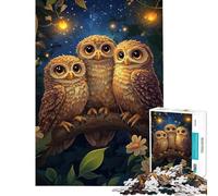 Puzzle da 1000 pezzi "Tre gufi nella notte" - Esercizio per la mente antistress gioco pratico adatto a persone dai 14 anni in su (38x52cm)