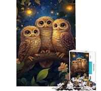 Puzzle da 1000 pezzi "Tre gufi nella notte" - Sfida educativa - Gioco impegnativo per famiglie - Adatto a persone dai 14 anni in su (50x75cm)