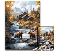 Puzzle da 1000 pezzi, tre orsi grizzly, puzzle in legno per bambini dai 14 anni in su, sfida educativa, attività divertenti a casa, regali di compleanno, regali da viaggio, 50x75cm