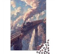 Puzzle da 1000 pezzi "Treno a vapore sul ponte" per adulti, regalo di Halloween, puzzle di carta per adulti e adolescenti, puzzle educativo da 1000 pezzi (38x26 cm)