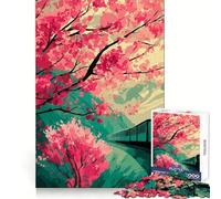 Puzzle da 1000 pezzi "Treno attraverso un paesaggio di ciliegi in fiore" per ragazzi Puzzle che stimola la logica, ideale per il tempo libero e per un assemblaggio preciso Regalo perfetto (50x75cm)