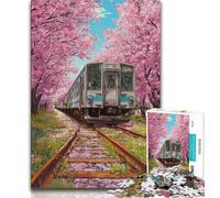 Puzzle da 1000 pezzi "Treno dei fiori di ciliegio" per adulti e ragazzi, giocattoli, giochi educativi, antistress, lista dei desideri con Babbo Natale, 75x50cm