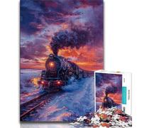 Puzzle da 1000 pezzi "Treno sulla neve al tramonto" per adulti, giocattolo educativo intellettuale decomprimente, regalo di compleanno, regali, arte murale (38x26cm)