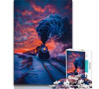 Puzzle da 1000 pezzi "Treno sulla neve e tramonto" per adolescenti, gioco educativo, sfida giocattolo, ideale come regalo per tutta la famiglia (75x50cm)