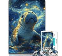 Puzzle da 1000 pezzi "Tricheco sotto le stelle" per adulti e ragazzi, difficile da completare ma divertente e umoristico, con poster abbinato e foglio di quiz, 50x75cm