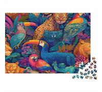Puzzle Da 1000 Pezzi Tropical Animals Per Adulti, Cartone Resistente, A Vibrant Tropical World Filled with Exotic Animals Gioco Educativo Per Tempo Libero Indoor, Regalo, 52x38cm/1000pcs