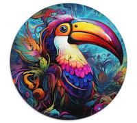Puzzle da 1000 pezzi "Tucani" rotondi per adulti, design intricato per adolescenti, decorazioni fai da te e divertimento per stimolare il cervello (67,5x67,5cm)
